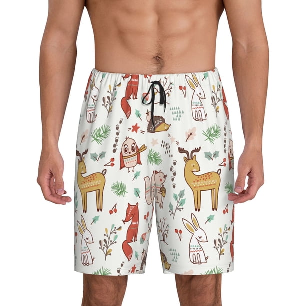 Fotbe Cute Little Animals Pantalones Cortos de Pijama para Hombre, Ropa de Dormir, Pantalones de Pijama Cortos para Hombre-X-Large