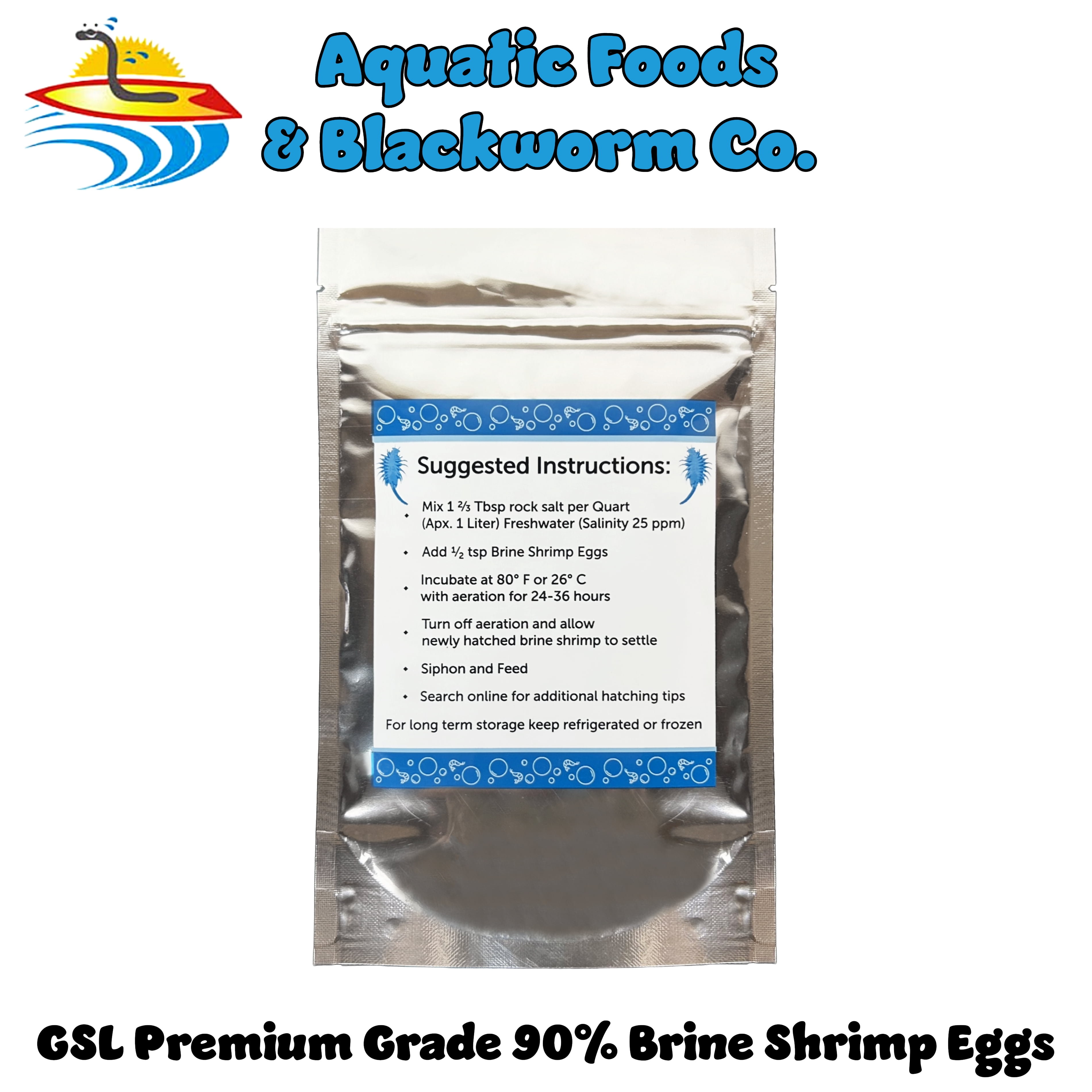 Aquatic Foods Brine Shrimp Eggs for Hatching, 85-90% Hatch Great Salt Lake Brine Shrimp Eggs50grams