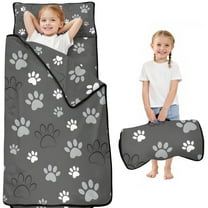Grey Dog Paw Footprint Toddler Nap Mats for Kids Preschool,Sleeping Mat Bag or Kids,Toddler Sleeping Bag,Toddler Nap Mat or Daycare