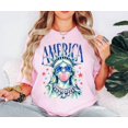 thumbnail image 3 of VibeNest Studio Unisex America Statue of Liberty Bubble Gum Preppy Patriotic Garment Dyed Graphic T-Shirt, 3 of 8