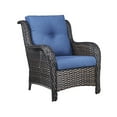 thumbnail image 2 of POCASSY Wicker Patio Lounge Chairs with Ottomans and Cushions, Set of 2, Brown Ratten & Blue Cushions, 2 of 6