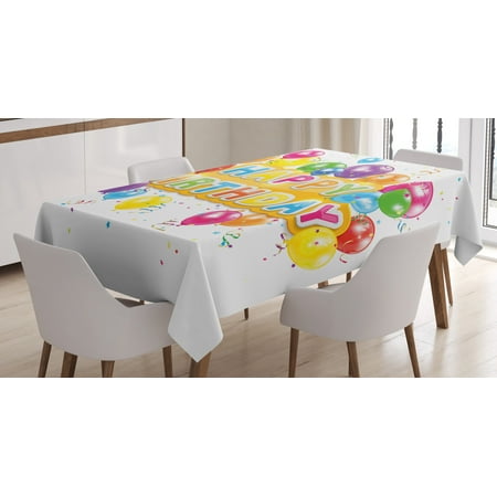

Ambesonne Festival Tablecloth Rectangular Table Cover Vivid Birthday Balloon 60 x90 Multicolor