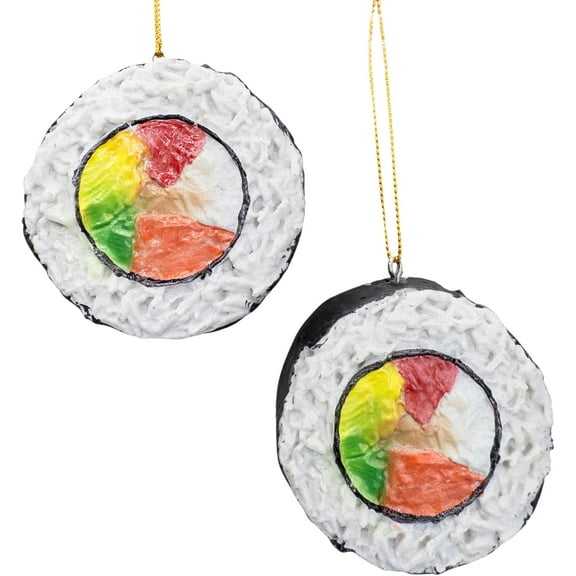 Sushi Rolls Christmas Tree Food Ornament Japanese Cuisine 2 Pack