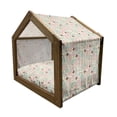 thumbnail image 2 of Cartoon Pet House, Square Checkered Pattern Cat Cow Sleeping Girl Ornamental Milk Bottle Drawing, Outdoor & Indoor Portable Dog Kennel with Pillow and Cover, 5 Sizes, Multicolor, by Ambesonne, 2 of 5