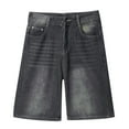 thumbnail image 6 of Mens Jeans Loose Casual Retro Straight Wide Leg Denim Shorts with Pockets Comfortable Jorts Men Grey M, 6 of 6