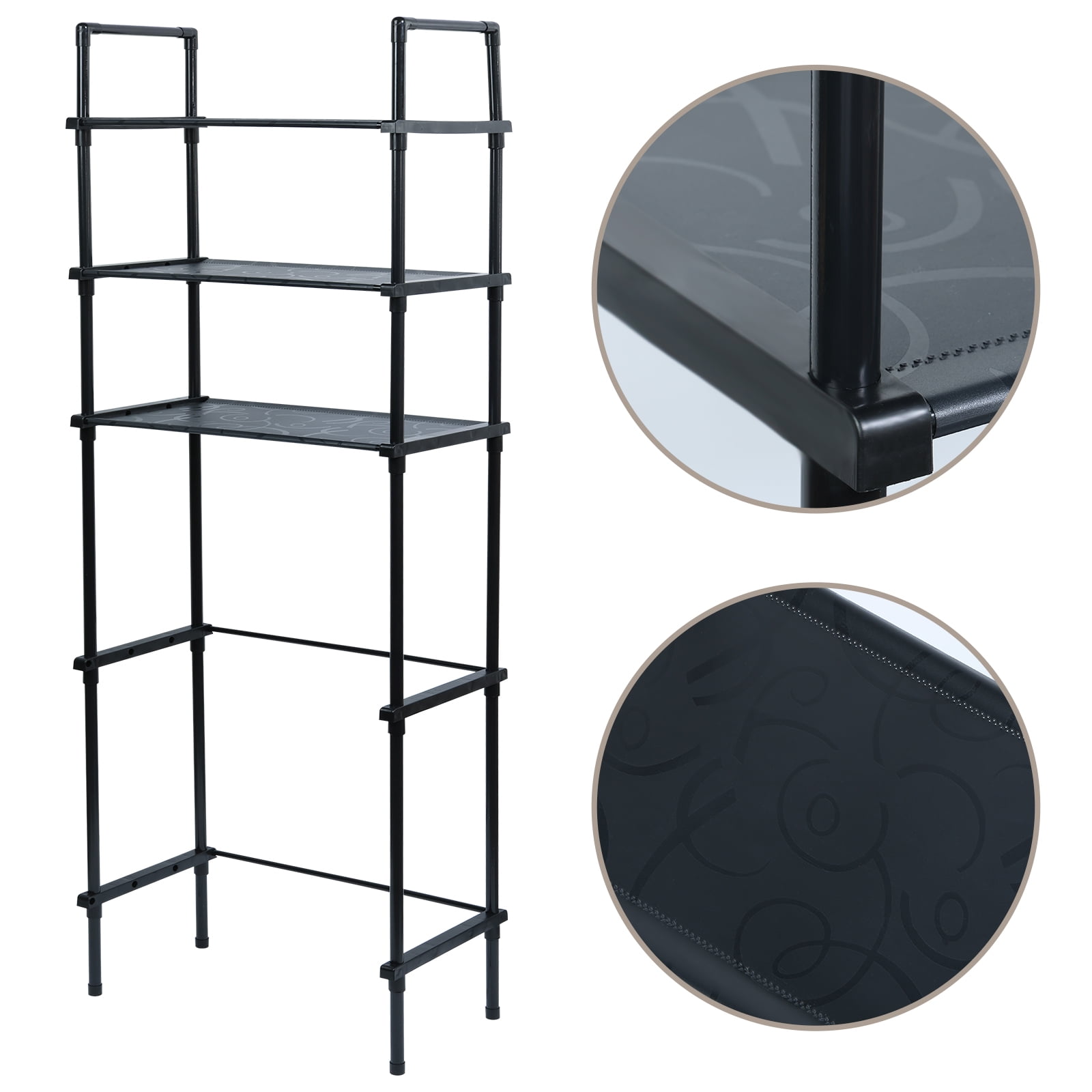 Dznils Over the Toilet Storage Shelf, 3-Tier Steel Bathroom Storage Organizer Space Saver, Black