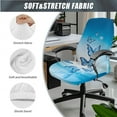 thumbnail image 3 of SCRAWLGOD Butterfly Blue 3 Pieces Breathable Computer Chair Slipcover with Armrest Slipcovers Comfy Desk Chair Cover Crease Resistant High Back Chair Protector, L, 3 of 7