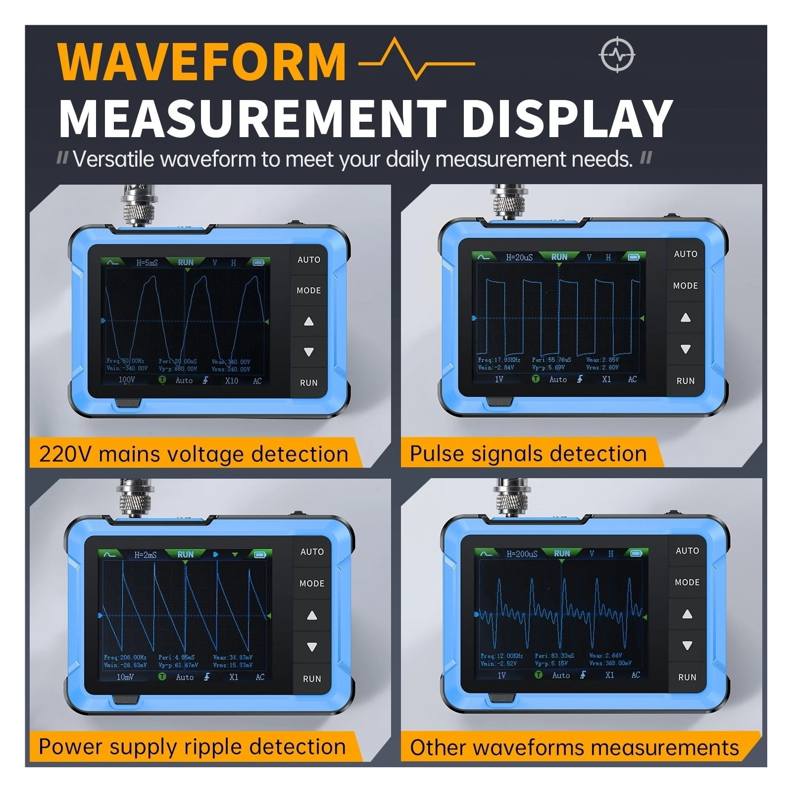 Mini Handheld Digital 2 IN 1 Oscilloscope Portable 48MS/s 10MHz Bandwidth Electronic Repair Tool