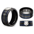 thumbnail image 4 of Mens Black Titanium with Silver Police Shield Band Ring (10mm), 4 of 4