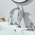 thumbnail image 5 of Brushed Nickel Swan Bathroom Sink Faucet 3Holes 2Handle Vanity Basin Mixer Taps, 5 of 14