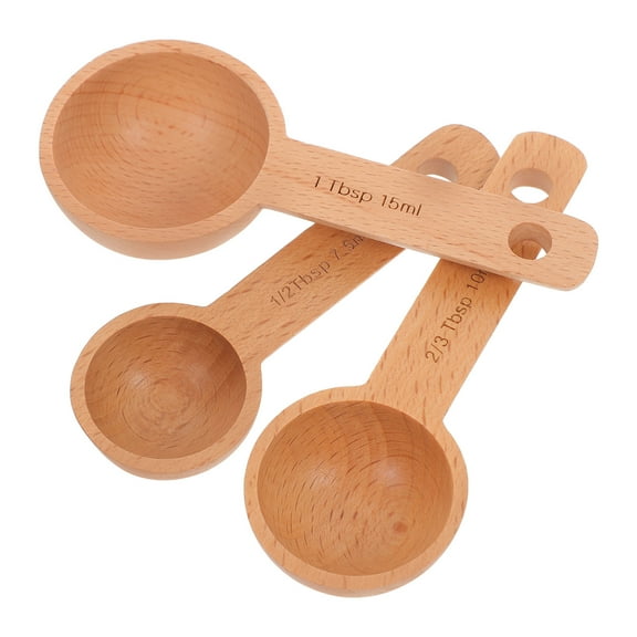 Hytrove Measure Spoons Sets Beech Measuring Spoons Beige 3Pcs
