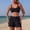 Black, variant on pstuiky Swimsuits for Women Solid Color Crew Neck Plus Size Adaptable Two Piece Swimwear Swimming Suits Workout Two-Piece Sets with Boy Shorts Women's Swimwear