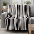thumbnail image 2 of Black Pink Striped Blanket Soft Cozy Warm Twin Blanket for Bed, Plush Fuzzy Flannel Fleece Blankets for Sofa, Modern Stripes Farmhouse Throw Blankets for Couch, Lightweight Gifts for Women, 60"x80", 2 of 9