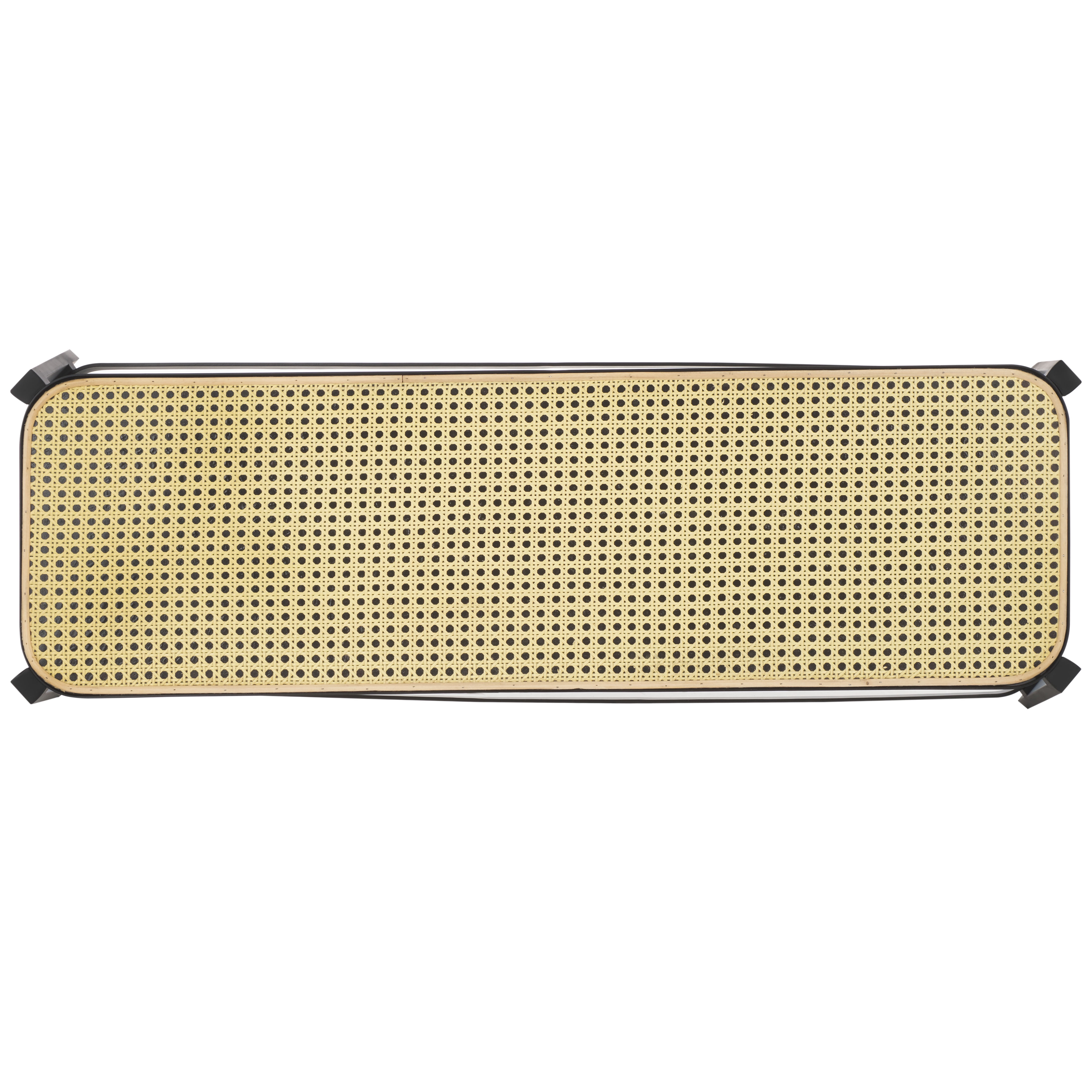 SAFAVIEH Jaguar Coastal Style Cane Bench, Black/Natural (42.3 in. W x 14.8 in. D x 17.8 in. H)