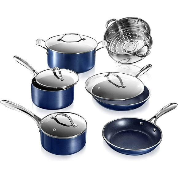 GraniteStone 10-Piece Diamond Infused Cookware Set with Glass Lids