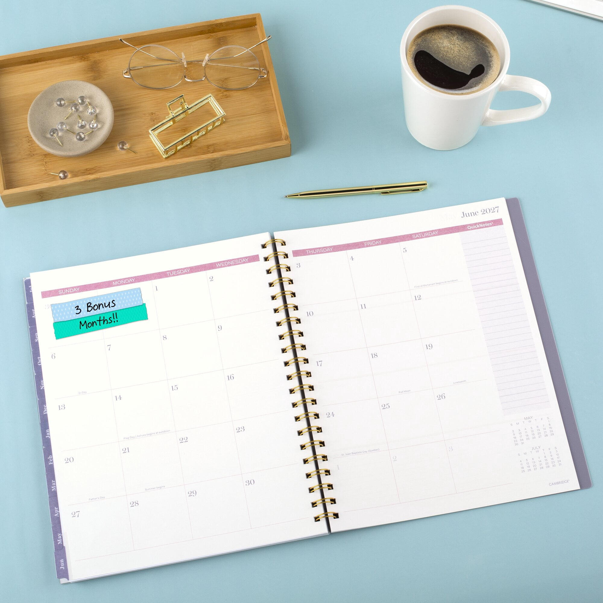 Mead Cambridge Tea Rose Academic 2026-2027 Weekly Monthly Planner Large 8 12 x