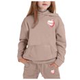 thumbnail image 2 of LUOGENLI Outfits Girls Rompers Size 7-8 Pants Reindeer Girls' Hoodie Set Children's Two Piece Set Medium and Small Children's Solid Color Long Sleeved Hoodie and Sweatpants Khaki 12-13 Years, 2 of 8