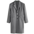thumbnail image 2 of Men's Winter Mid-length Suit Collar Single-breasted Fashion Solid Color Coat Jacket, 2 of 7