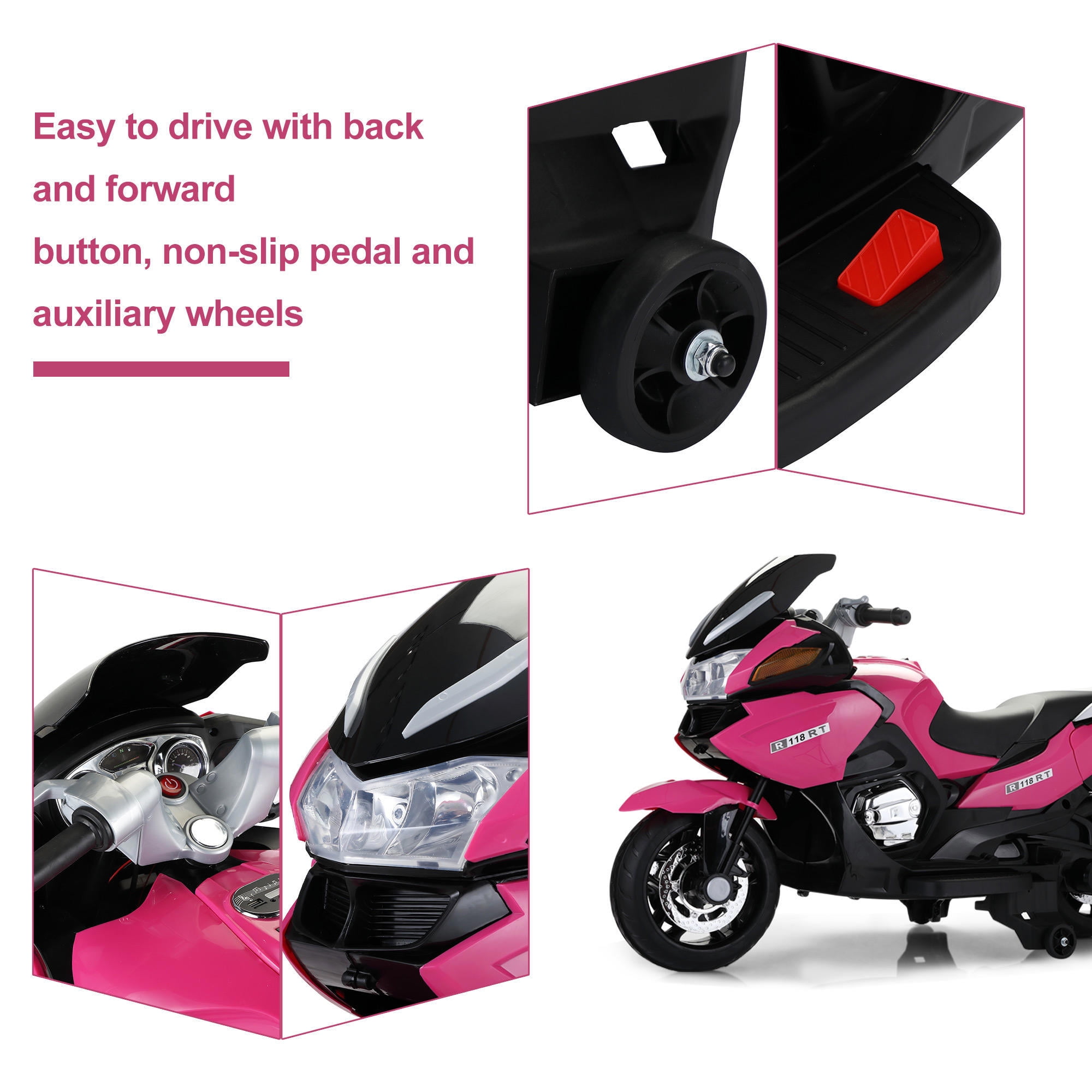 12V Kids Ride On Motorcycle, Battery Powered Motorbike Electric Toy with 2 Training Wheels 12V Kids Ride On Motorcycle, Battery Powered Motorbike Electric Toy with 2 Training Wheels