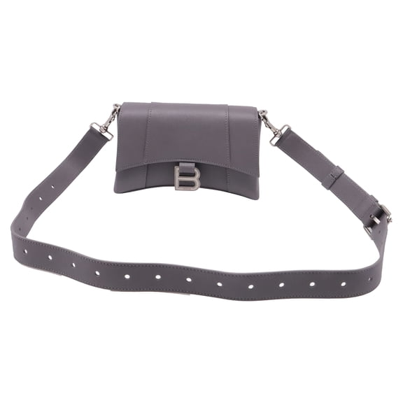 Pre-Owned Balenciaga Downtown XXS Crossbody Bag in Grey Grained Leather