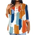 thumbnail image 2 of Aloohaidyvio Womens Summer Plus Size Tunic Tops 3/4 Sleeve Shirts V Neck Loose Casual Blouses 2024 New Floral Print T shirts 2XL, 2 of 4