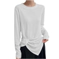 thumbnail image 2 of gbyLJF Womens Lightweight Long Sleeve Shirts Loose Comfy Crewneck Tops Casual Basic Fall T-Shirts, 2 of 5