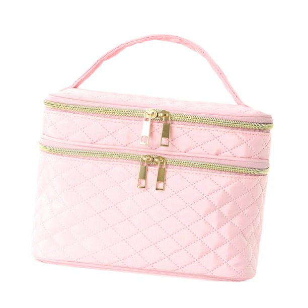 Case de almacenamiento de maquillaje portátil Organizador de cosmético Organizador de viajes Pollo de viaje Organizador de esmalizador de uñas Bolsos Rosa