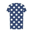 thumbnail image 3 of UYISJ Tops for Women Trendy Scoop Neck Short Sleeve Pleated Front Hide Tummy Casual Loose fit Tunics Polka Dots Tshirts Soft Comfy Summer Blouses Navy XL, 3 of 5