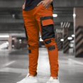 thumbnail image 3 of Men's Casual Cargo Pants Drawstring Elastic Waist Joggers Sweatpants Solid Color Multiple Pockets Hiking Trousers, 3 of 7