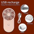 thumbnail image 3 of Personal Fan Pink Mini Handheld Fan,USB Recharge,Colorful LED,Small Portable Hand Fan with 3 Speed Modes for Travel, Camping, Hiking and Office, 3 of 4