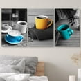 thumbnail image 3 of wall26 3 Panel Canvas Wall Art - Partial Color Cups on Black and White Table - Giclee Print Gallery Wrap Modern Home Art Ready to Hang - 16"x24" x 3 Panels, 3 of 5