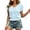 Blue, variant on Womens Work T Shirts Tops Short Sleeve Knit V Neck Cropped Casual Trendy Shirts