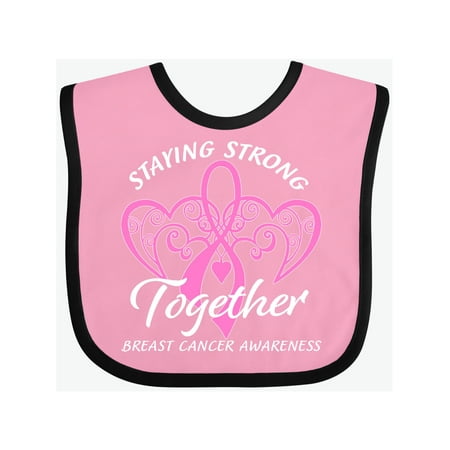 

Inktastic Staying Strong Together with Pink Breast Cancer Ribbon Gift Baby Boy or Baby Girl Bib