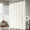 thumbnail image 6 of White Long Linen Shower Curtain, 96 Inch Fabric Shower Curtain with 12 Metal Hooks, Waterproof Heavy Duty Polyester, Button Hole Design, Machine Washable for Bathroom Hotel, W72xL96, 6 of 14