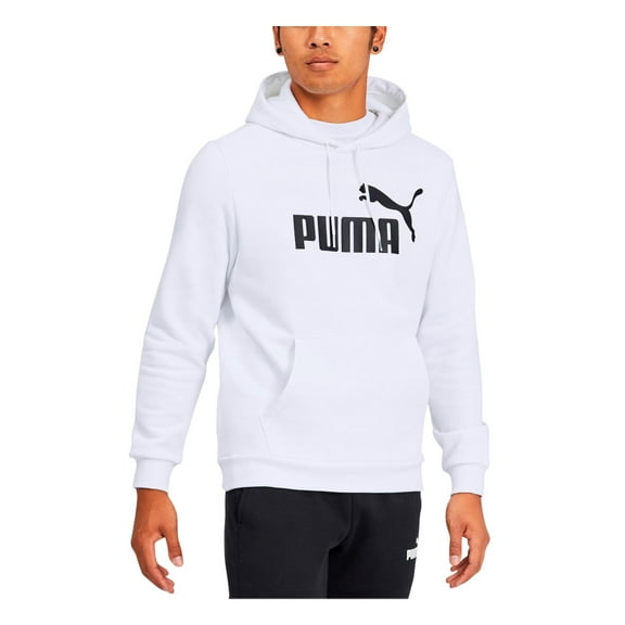 PUMA Mens Essentials Big Logo Fleece Hoodie Medium White