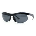 thumbnail image 2 of Unique Trendy 90s Sport Half Rim Plastic Fashion Sunglasses All Black, 2 of 4