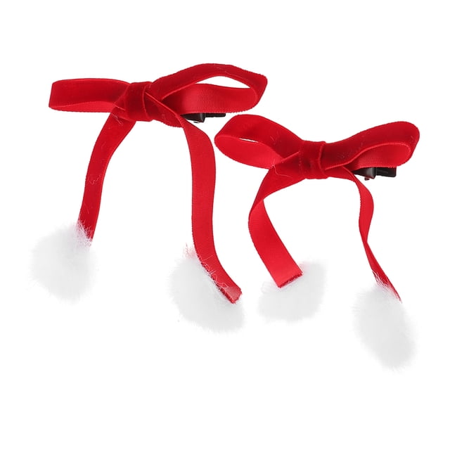 par de pinzas navideñas para el pelo con pompones para niñas, accesorios con borlas, elegantes adornos para el pelo para mujeres