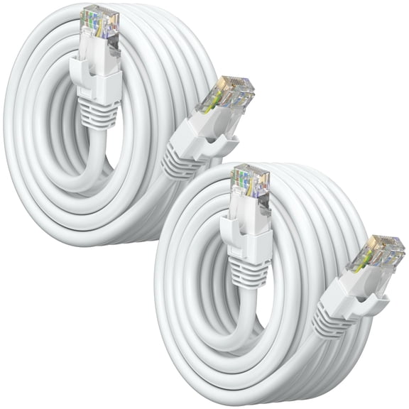Maximm Cat 6 Ethernet Cable 25 ft (2-Pack) - High-Speed LAN Cable, Internet Cable, Patch Cable, and Network Cable - UTP, 10Gbps, 550MHz Cat6 Cable - White