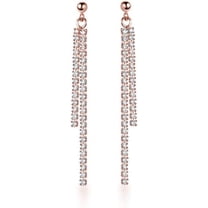 Sterling Silver Crystal Rhinestone Linear Drop Earrings for Women Teens CZ Long Dangle Earrings Tassel Chain Studs