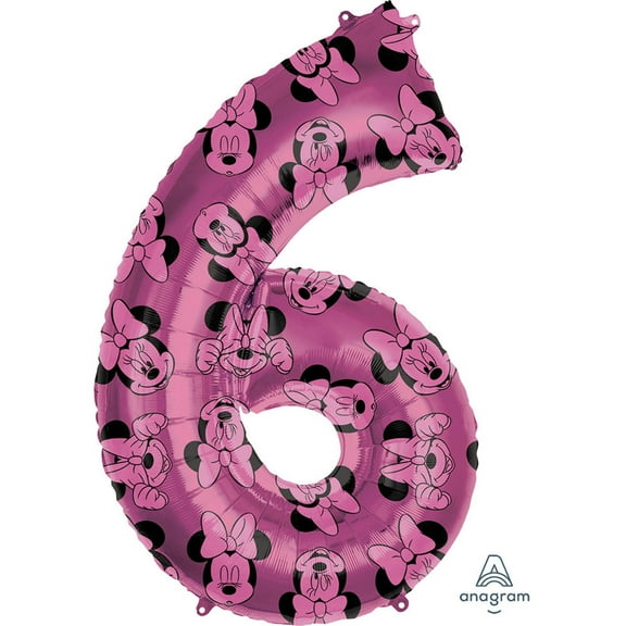 Anagram - 26 Minnie Mouse Forever Pink Number '6' Mylar Balloon