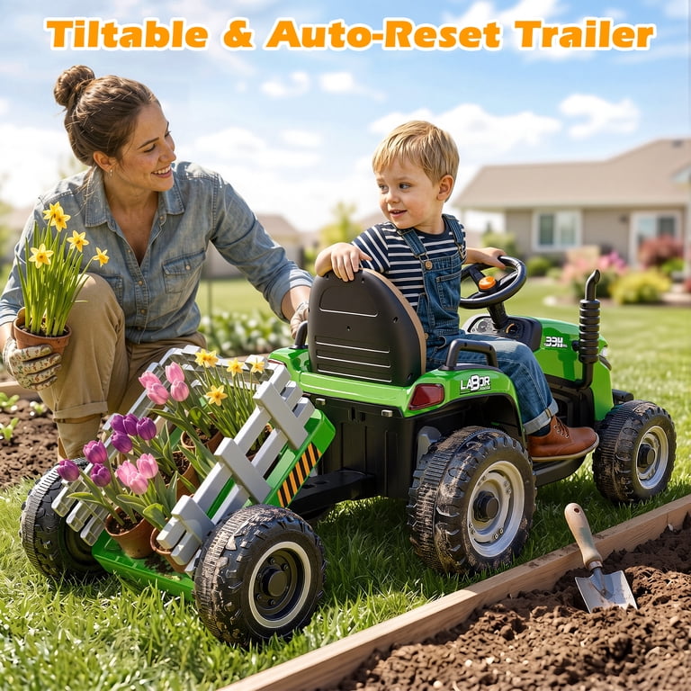 East doll, Ride on Tractor, 12V with Trailer, Parental Remote - Walmart.com