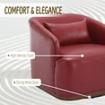 thumbnail image 6 of Swivel Barrel Chair, Comfy Round Accent Sofa Chair for Living Room, 360 Degree Swivel Barrel Club Chair, Leisure Arm Chair for Nursery, Hotel, Bedroom, Office, Lounge (Wine Red PU), 6 of 9