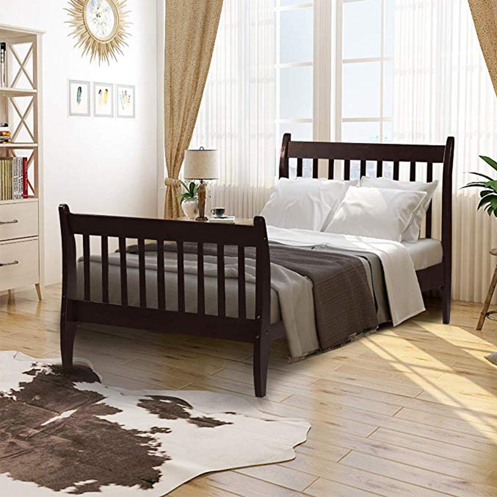 Kepooman Twin Size Wooden Platform Bed Frame with Wood Slat Support, Espresso Kepooman Twin Size Wooden Platform Bed Frame with Wood Slat Support, Espresso