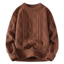 Miluxas Casual Cable Knit Sweater Oversize Crewneck Long Sleeve Pullover Sweaters Tops Trendy Outfits