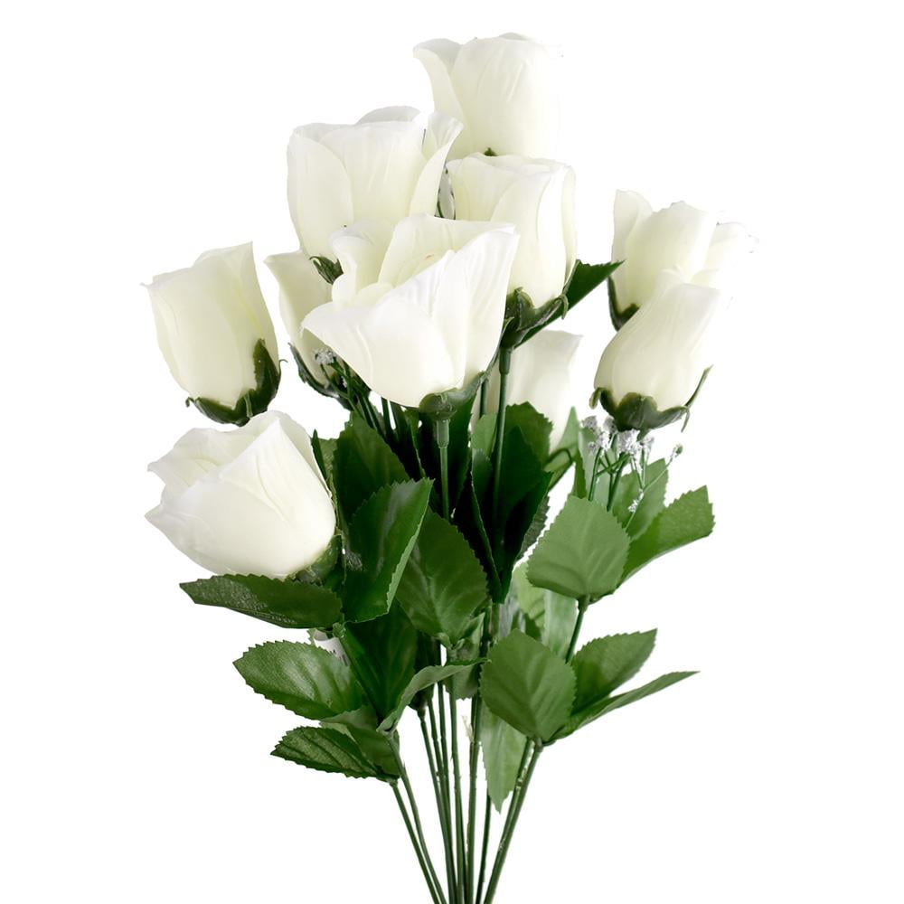 Artificial Flower Rose Bud Bush, 19Inch
