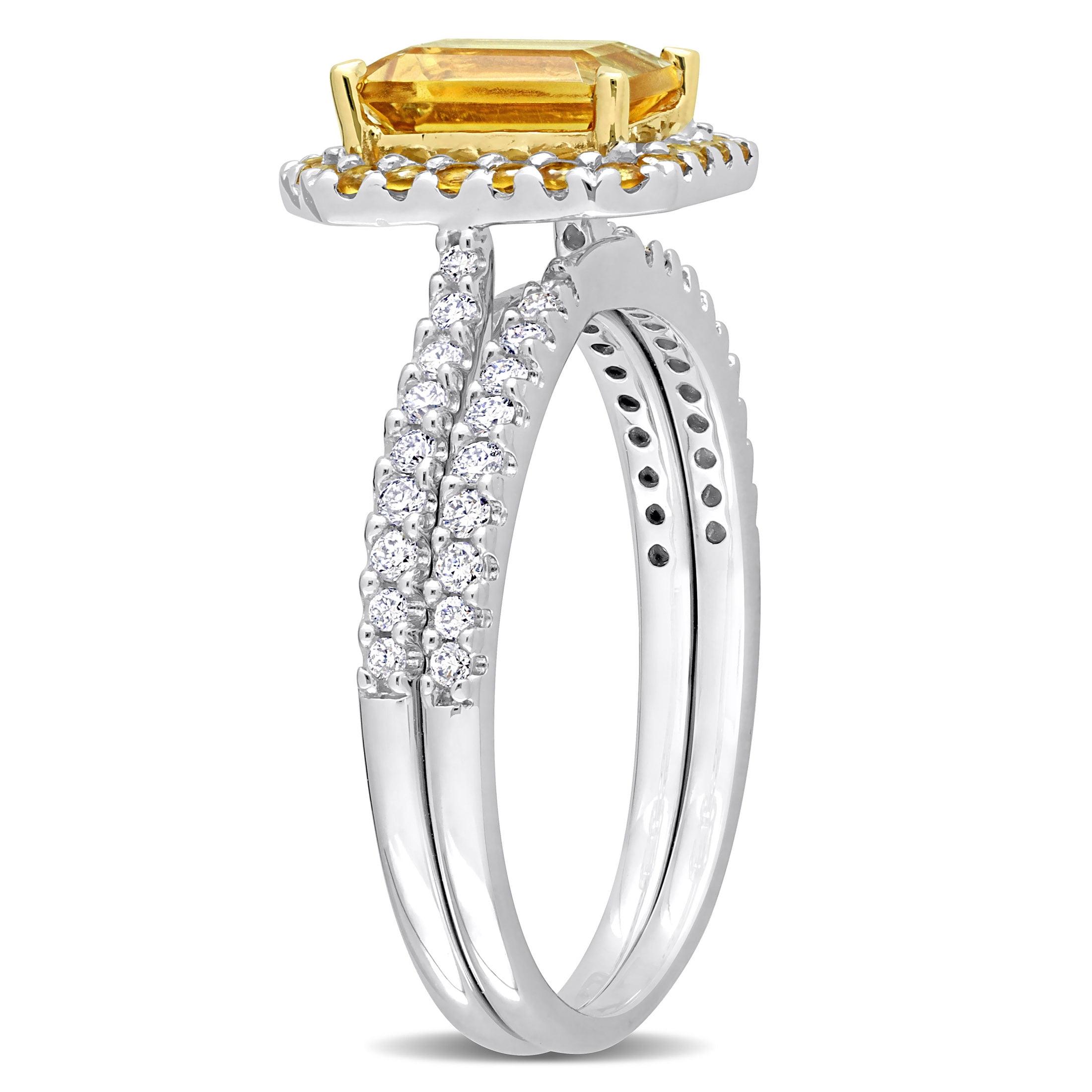 Everly Women's Citrine 14k White Gold Bridal Set