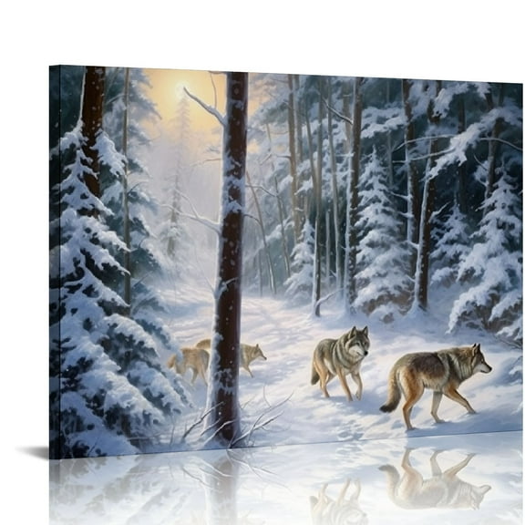 COMIO Winter Wolves Canvas Wall Art Print With Timer Canvas Wall Art Print Design