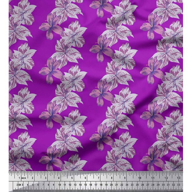 Soimoi Tissu Popeline de Coton Imprimé Floral pour Couture, Largeur 56 Pouces