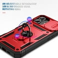 thumbnail image 3 of Military Grade Drop Impact for iPhone 16 Plus Camera Lens Slide Protection Case 360 Metal Rotating Ring Kickstand Holder Armor Shockproof Case For iPhone 16 Plus, Black+Red, 3 of 9