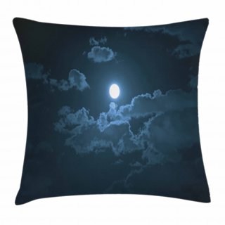 Half Moon Throw Pillow Cushion Cover, Simplistic Sun Night Dots Circle Mystic Pattern on Plain Background, Decorative Square Accent Pillow Case, 18